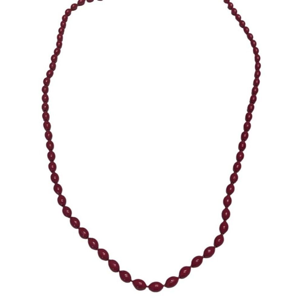 Vintage  Pink Fuchsia Pink Glass Ball Beaded Summer Chain Necklace 25"
